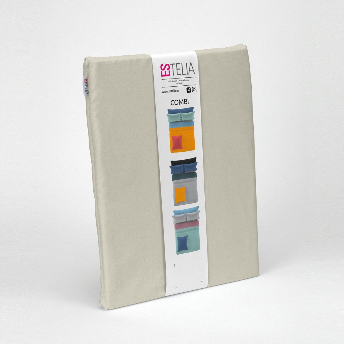 Funda nórdica lisa 50-50 piedra presentación en bolsa de tela