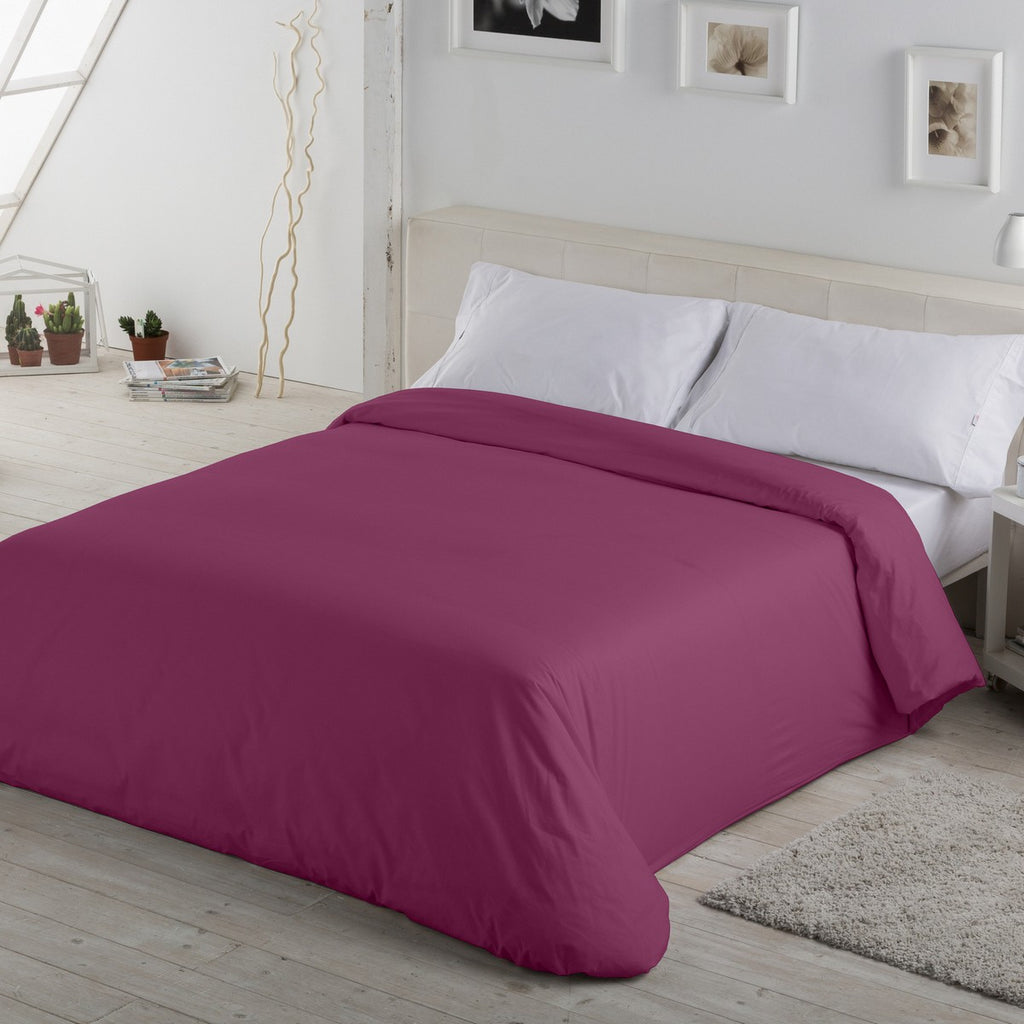 Funda nórdica lisa 50-50 morado escena de cama