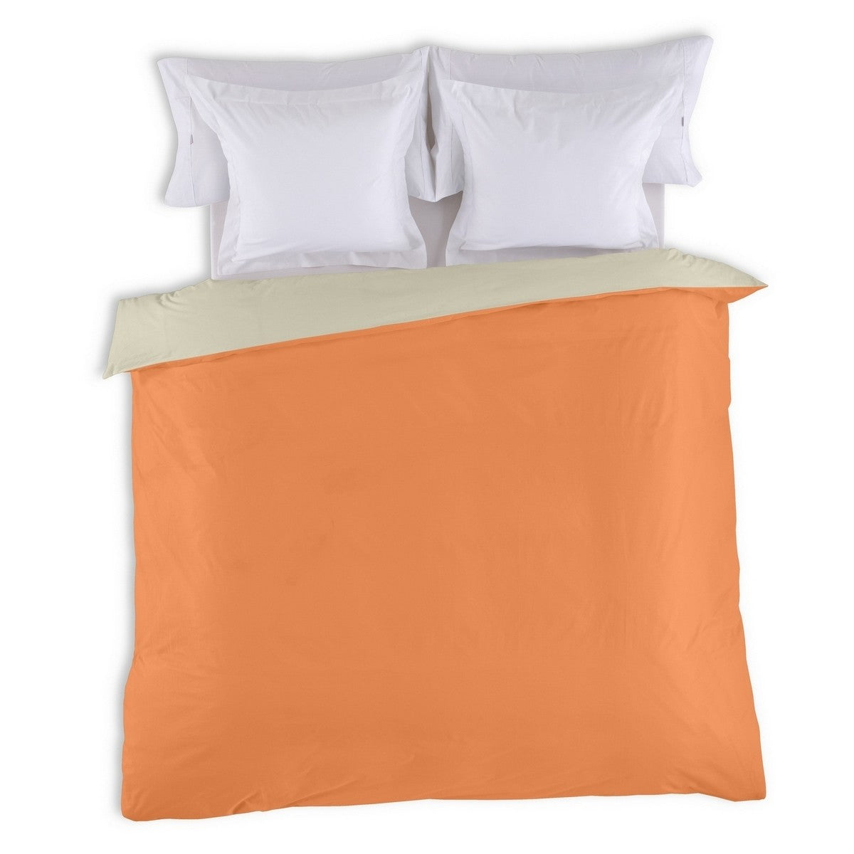 Funda nórdica reversible algodón mango-piedra vista cenital anverso