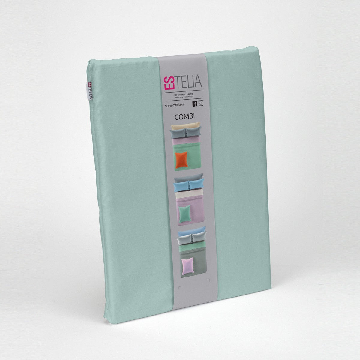 Funda nórdica lisa algodón aqua presentación en bolsa de tela
