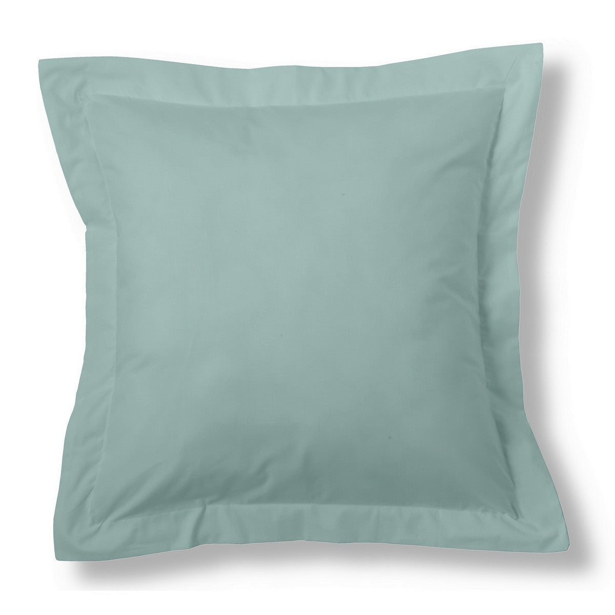 Funda de cojín algodón aqua 55x55cm con pestaña