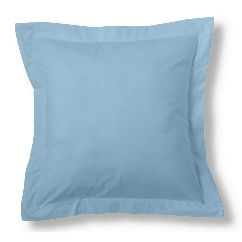 Funda de cojín algodón azul celeste 55x55cm con pestaña