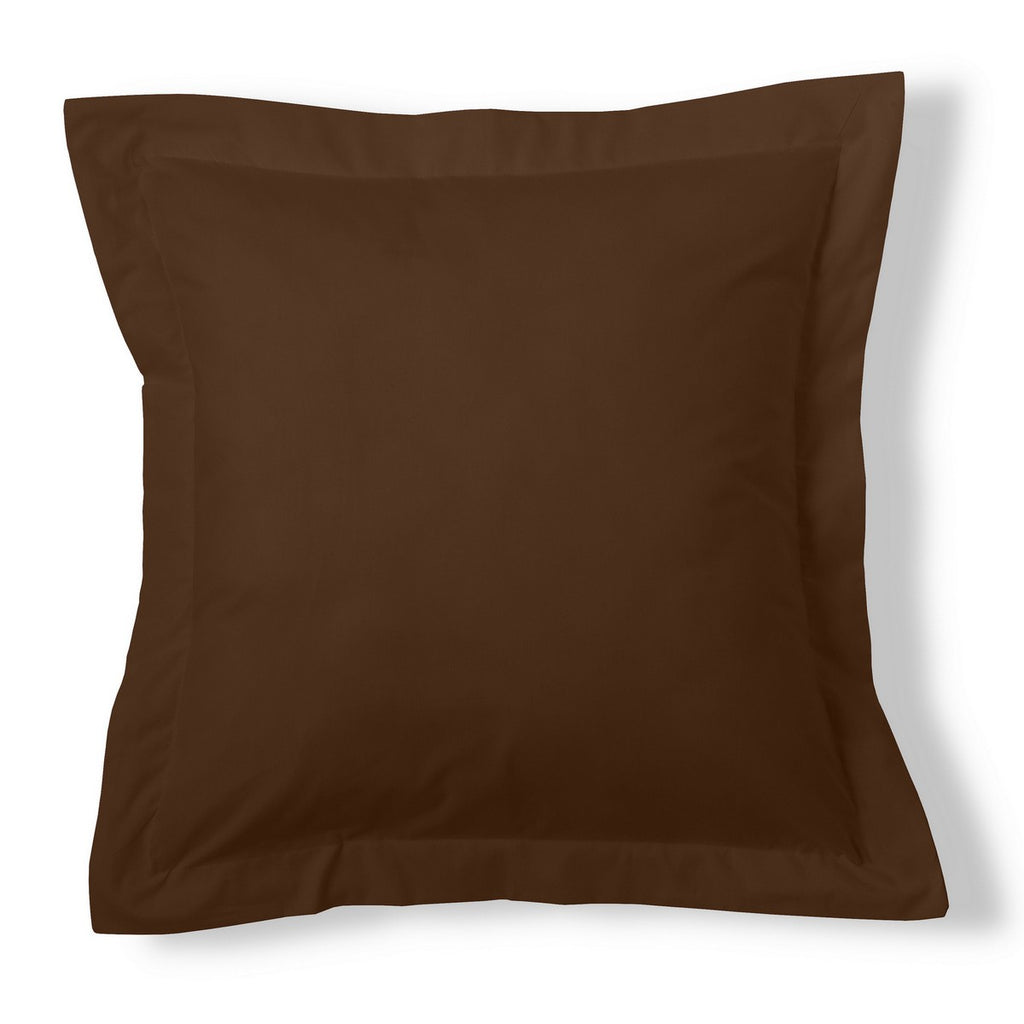 Funda de cojín algodón café 55x55cm con pestaña