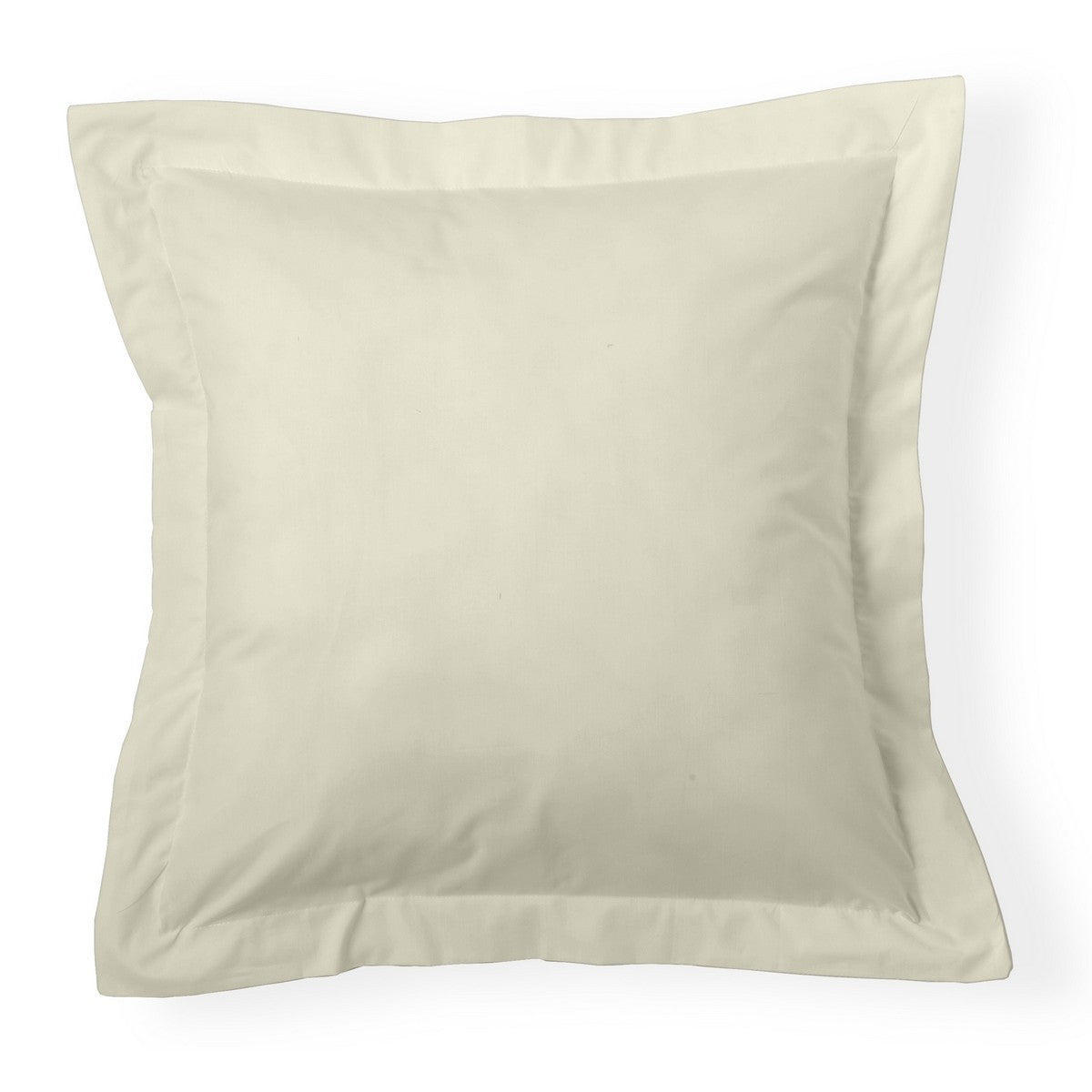 Funda de cojín percal marfil 55x55cm con pestaña