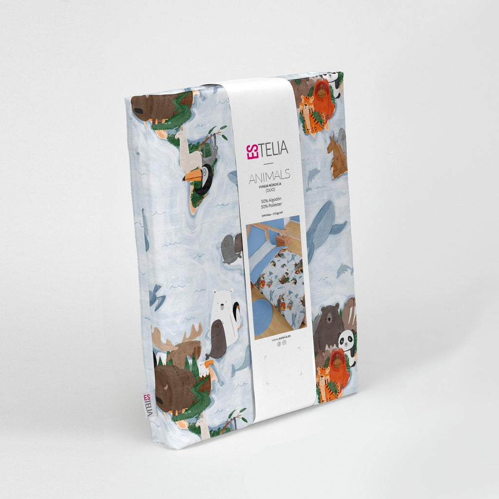 Funda nórdica Animals presentación en bolsa de tela