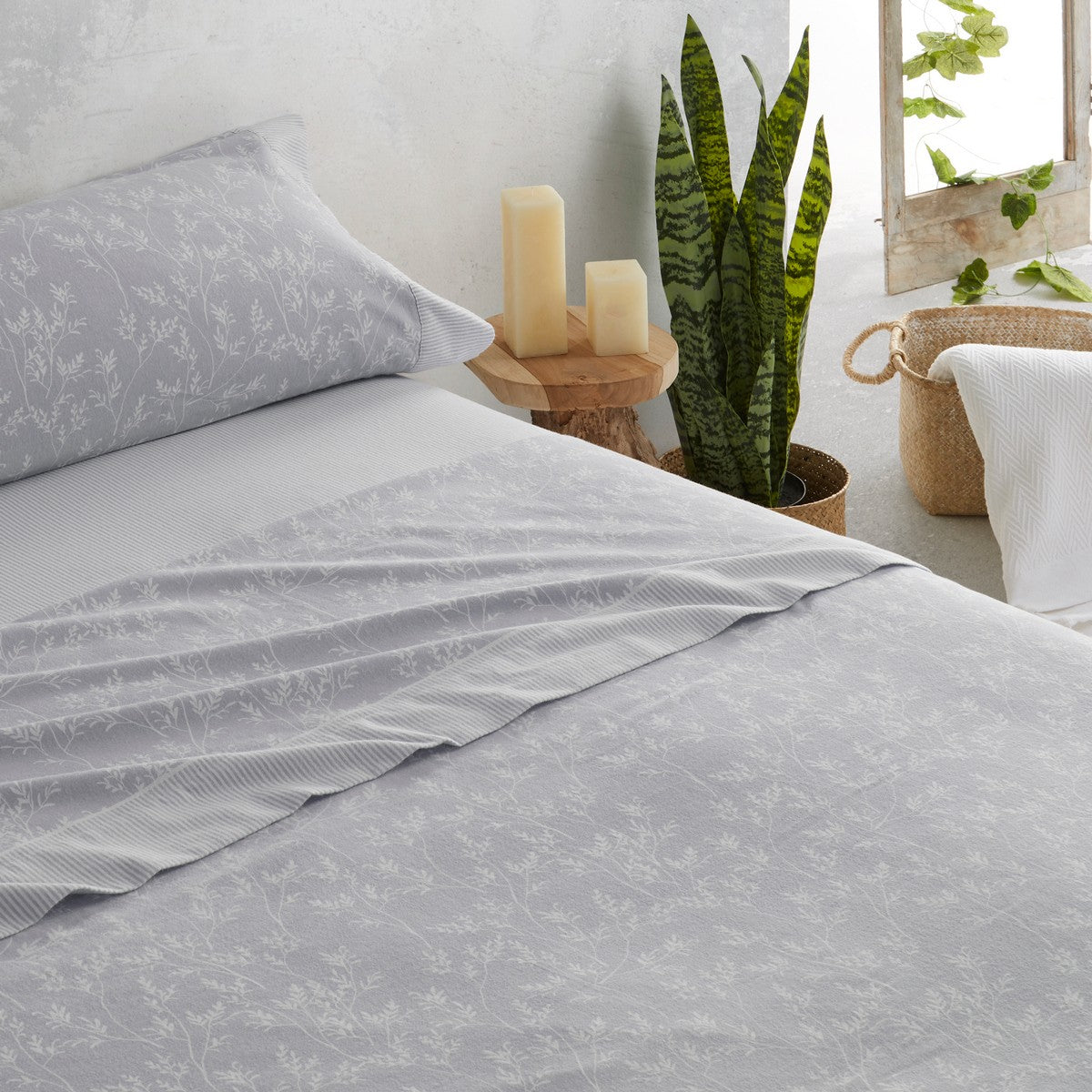 Juego sábanas franela Zahara azul cama