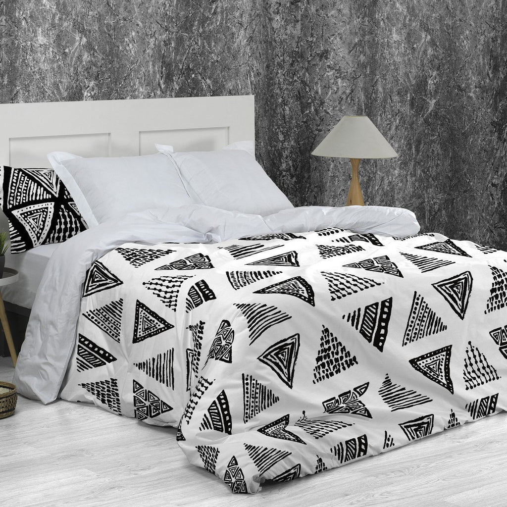 Funda nórdica algodón Yaqui negro escena de cama