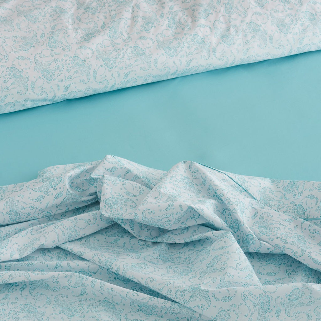 Juego de sábanas estampado Lara aqua, detalle