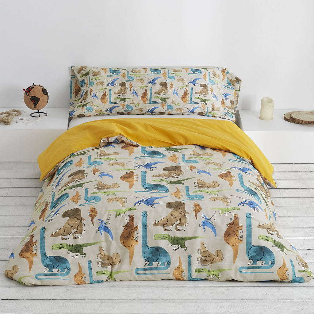 Dúo funda nórdica + almohada saurios escena de cama