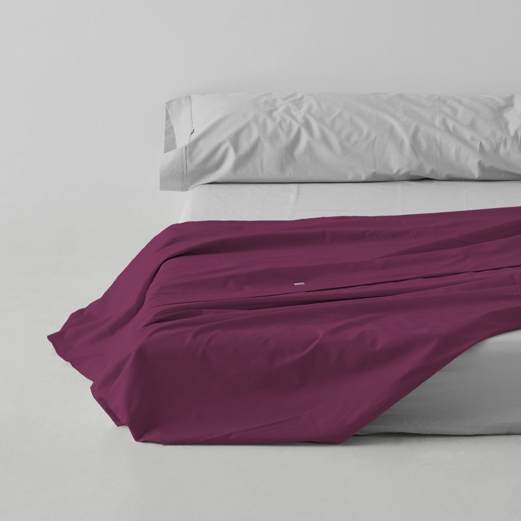Sábana encimera algodón poliéster morado escena de cama
