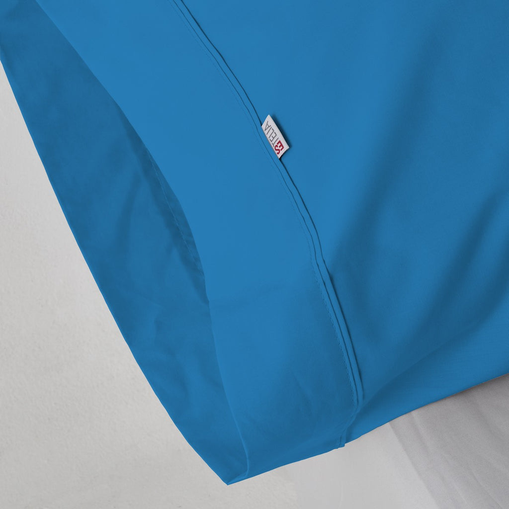 Funda de almohada algodón poliéster azul cendre