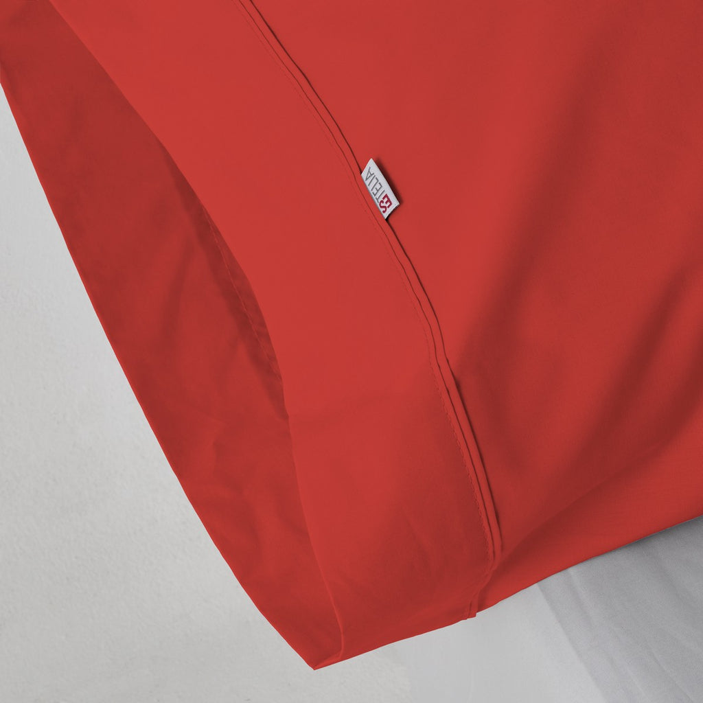 Funda de almohada algodón poliéster rojo amapola
