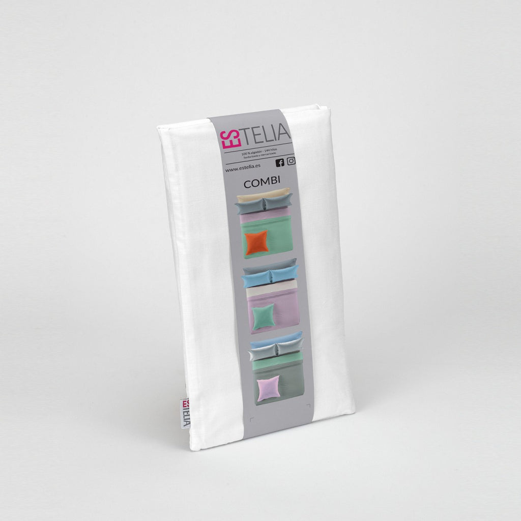 Funda de cojín algodón blanco presentación en bolsa de tela