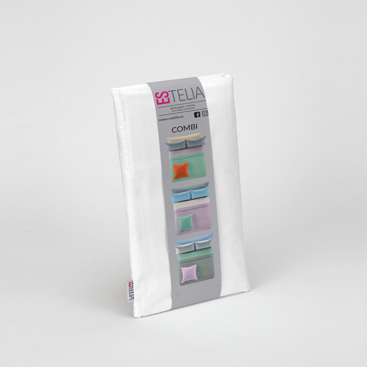 Funda de cojín algodón blanco presentación en bolsa de tela