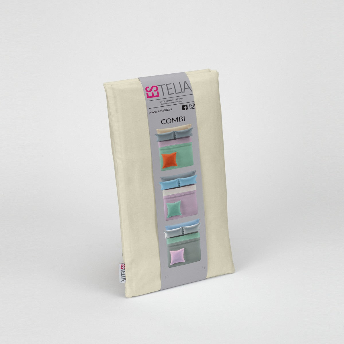 Funda de cojín algodón piedra presentación en bolsa de tela