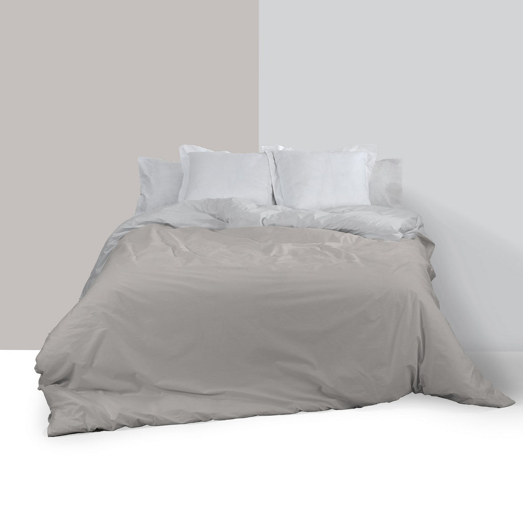 Funda nórdica reversible perla-plomo escena de cama reverso