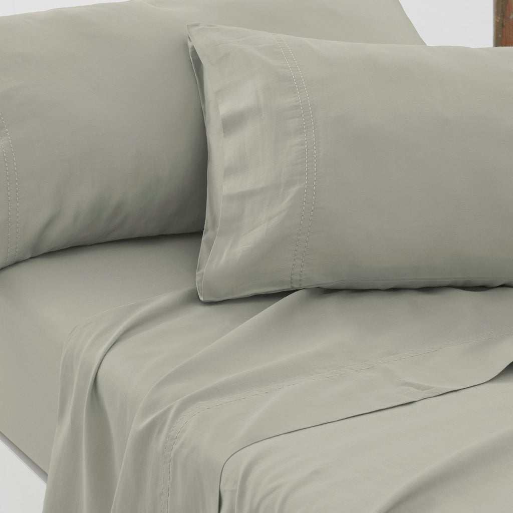 Funda almohada algodón orgánico con doble pespunte color topo - Qutun - Aproximación