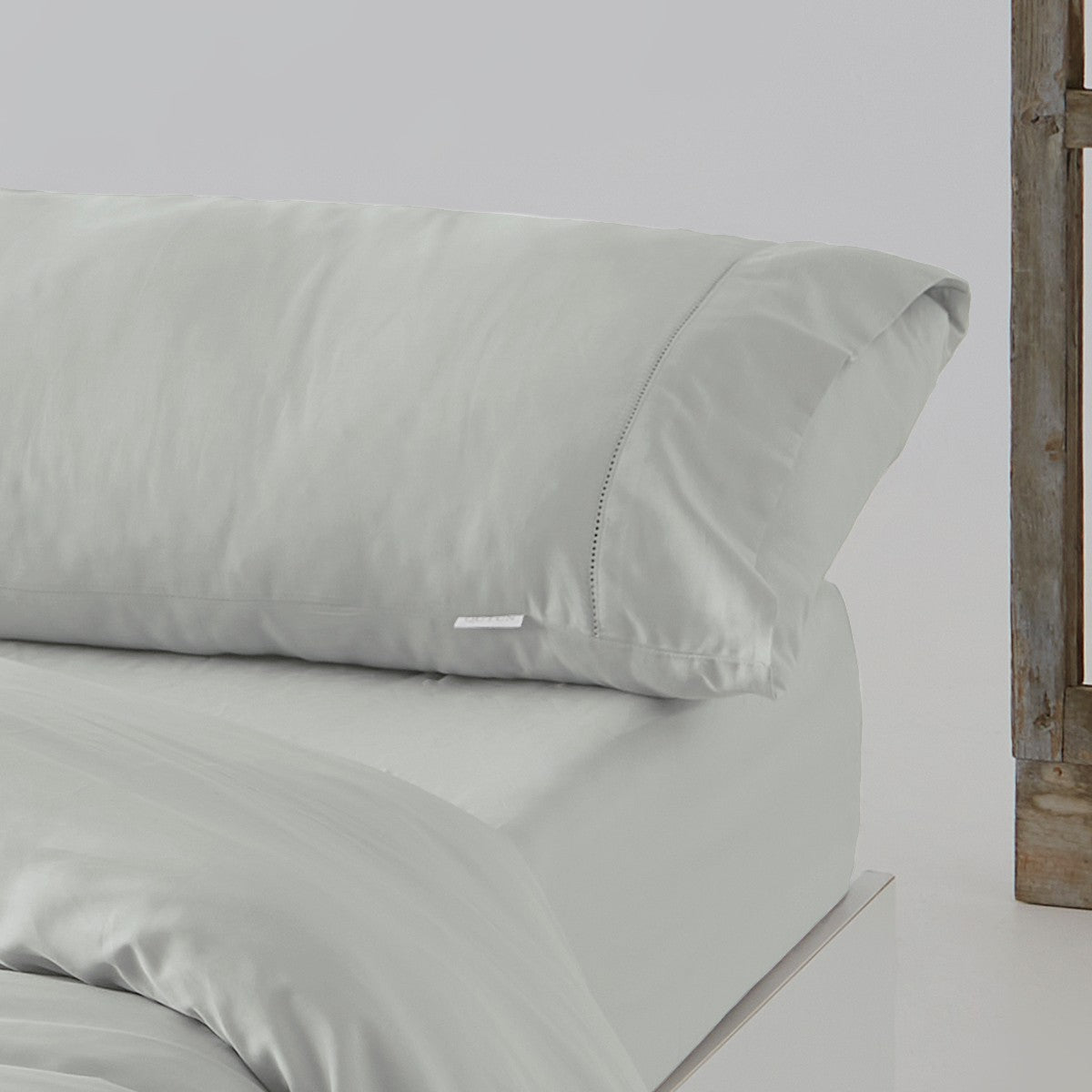 Funda almohada algodón orgánico con vainica color perla - Qutun - Aproximación